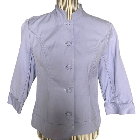 Coldwater Creek Button Down Lavender Jacket 100% Cotton Slip Pockets Size 14 - Picture 5 of 12